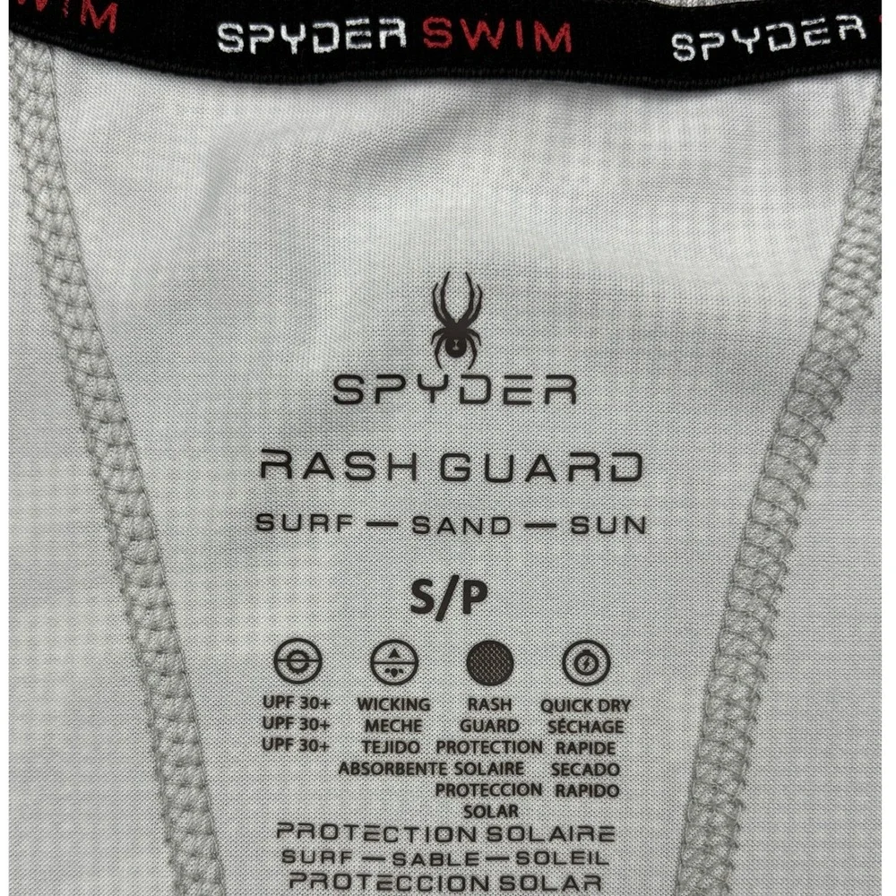 Spyder Mens Size S Rash Guard Swim Shirt Grey Camo UPF 30+ Short Sleeve Small