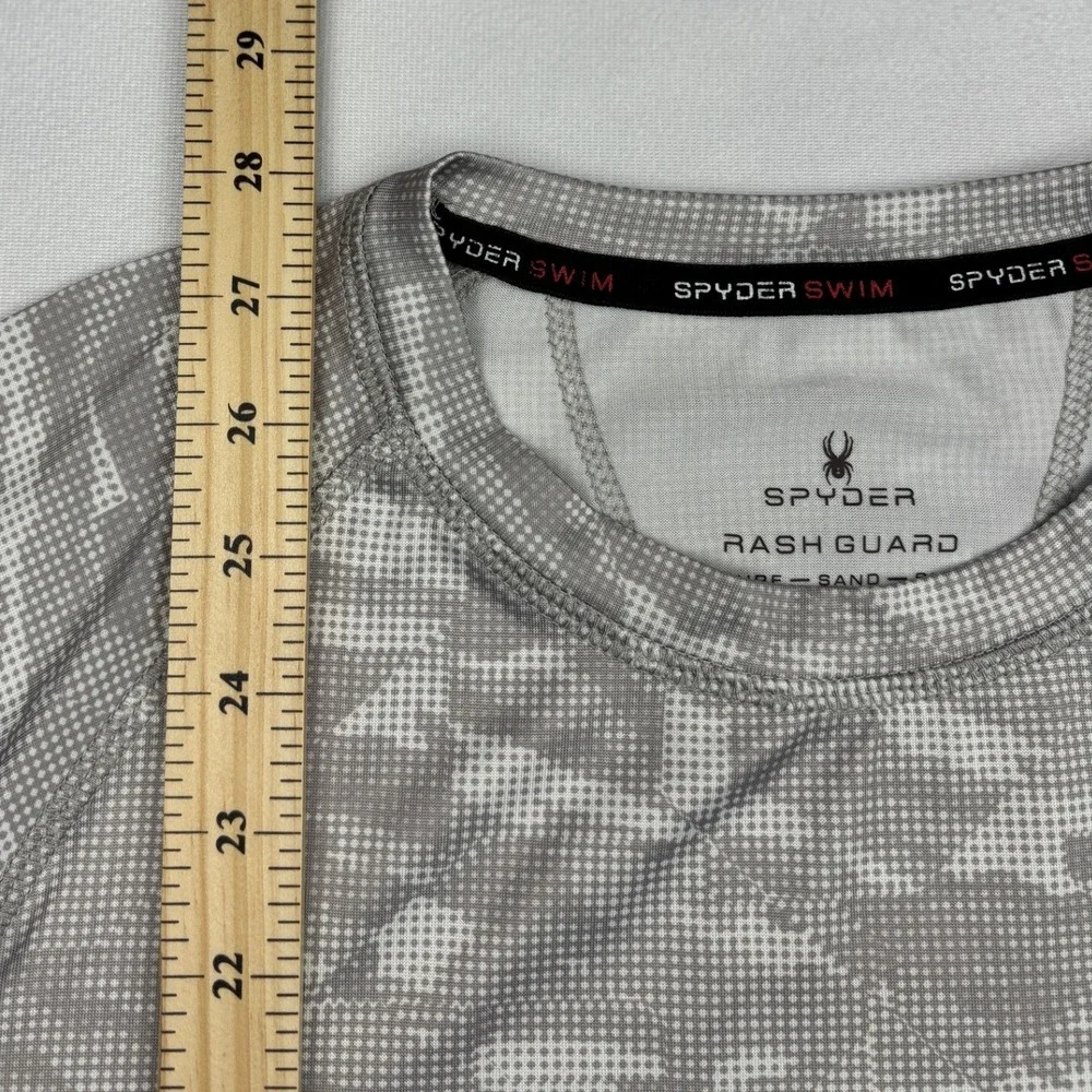 Spyder Mens Size S Rash Guard Swim Shirt Grey Camo UPF 30+ Short Sleeve Small