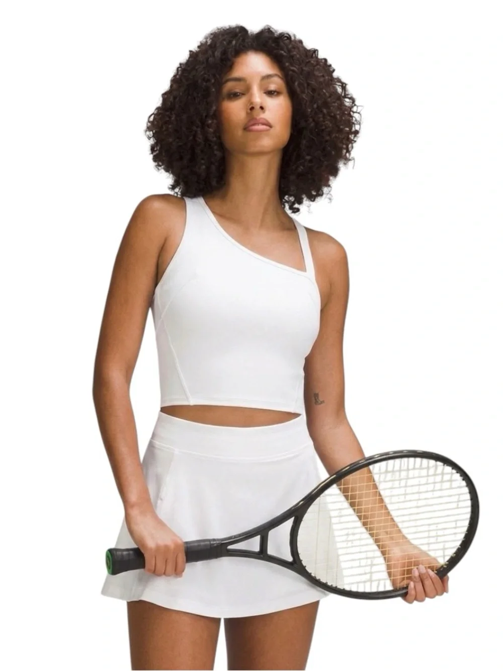 Lululemon Everlux Asymmetrical Tennis One Shoulder Sports White Bra size 6
