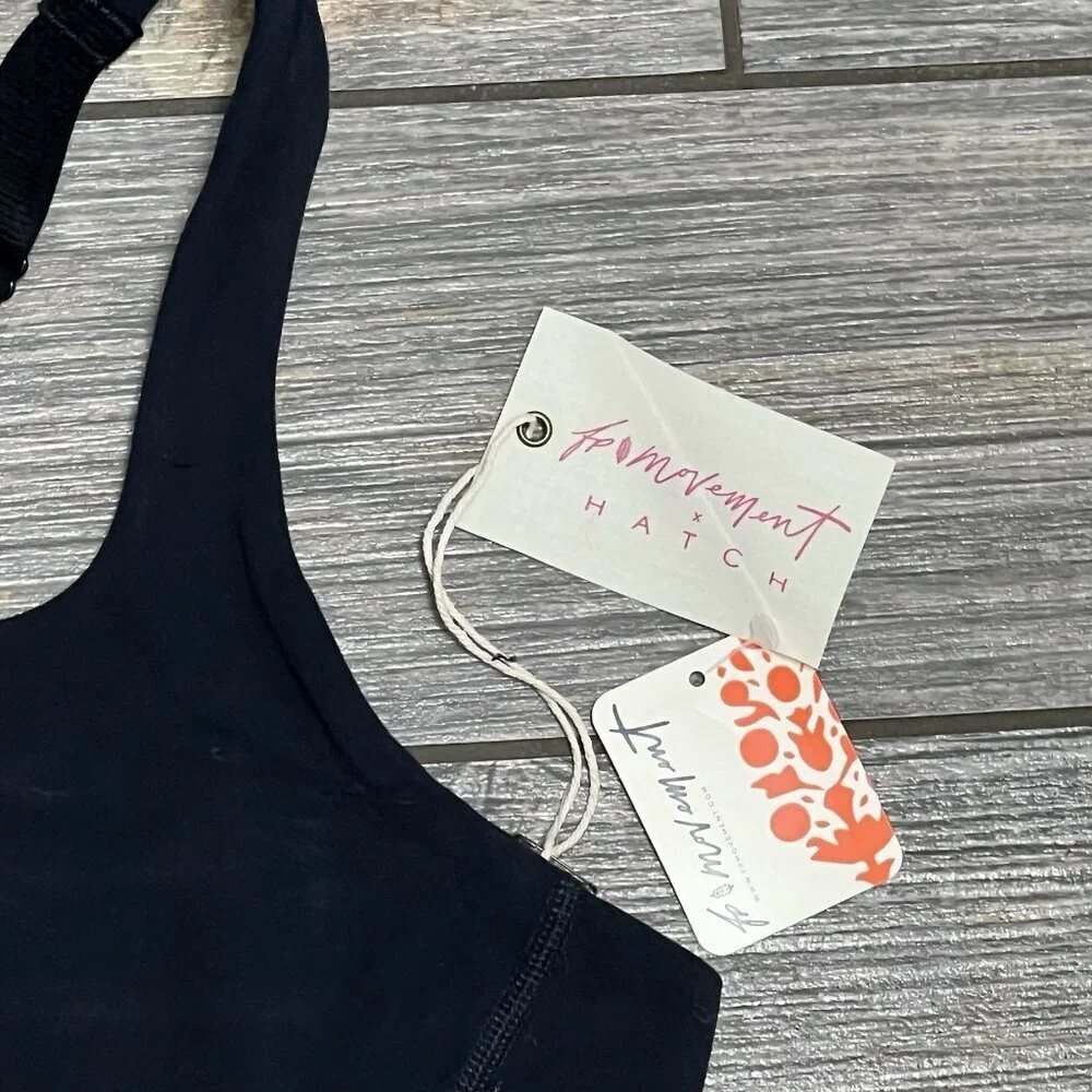 NWT $68 Free People X Hatch Maternity Bra XS Black Never Better Square Neck