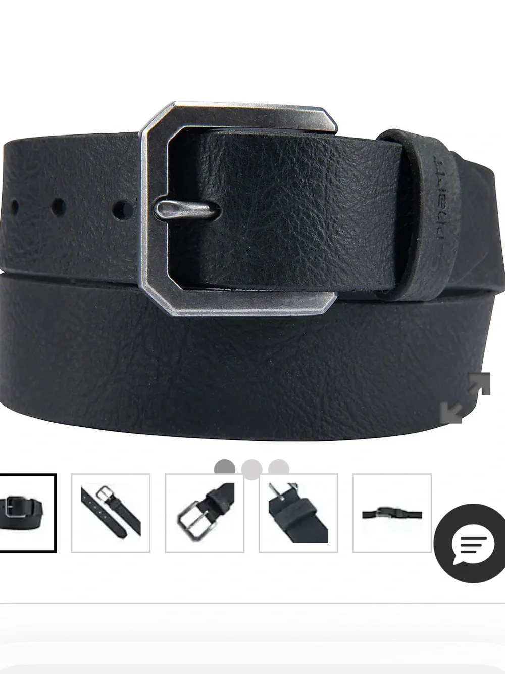 Men's Carhartt Black Leather Belt with Silver Buckle 42