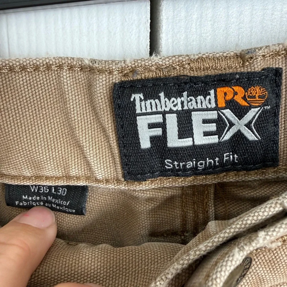 Timberland PRO Flex Straight Fit Pants 36x30 Tan Brown Workwear Utility Rugged