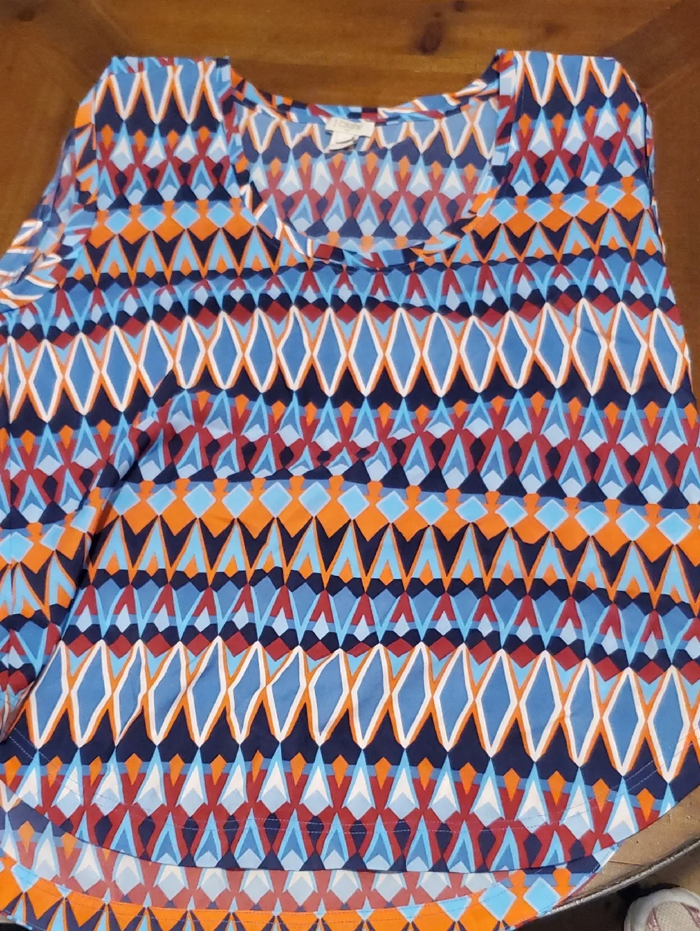 J. Crew Multicolor Geometric Print Blouse - Blue, Orange, Navy