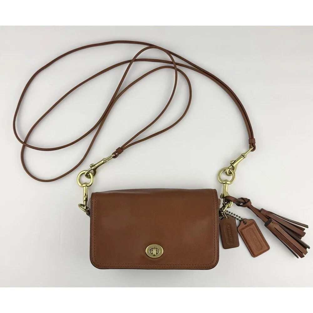 Coach 19914 Penny Brown Leather Crossbody Shoulder Bag Purse Turnlock EUC