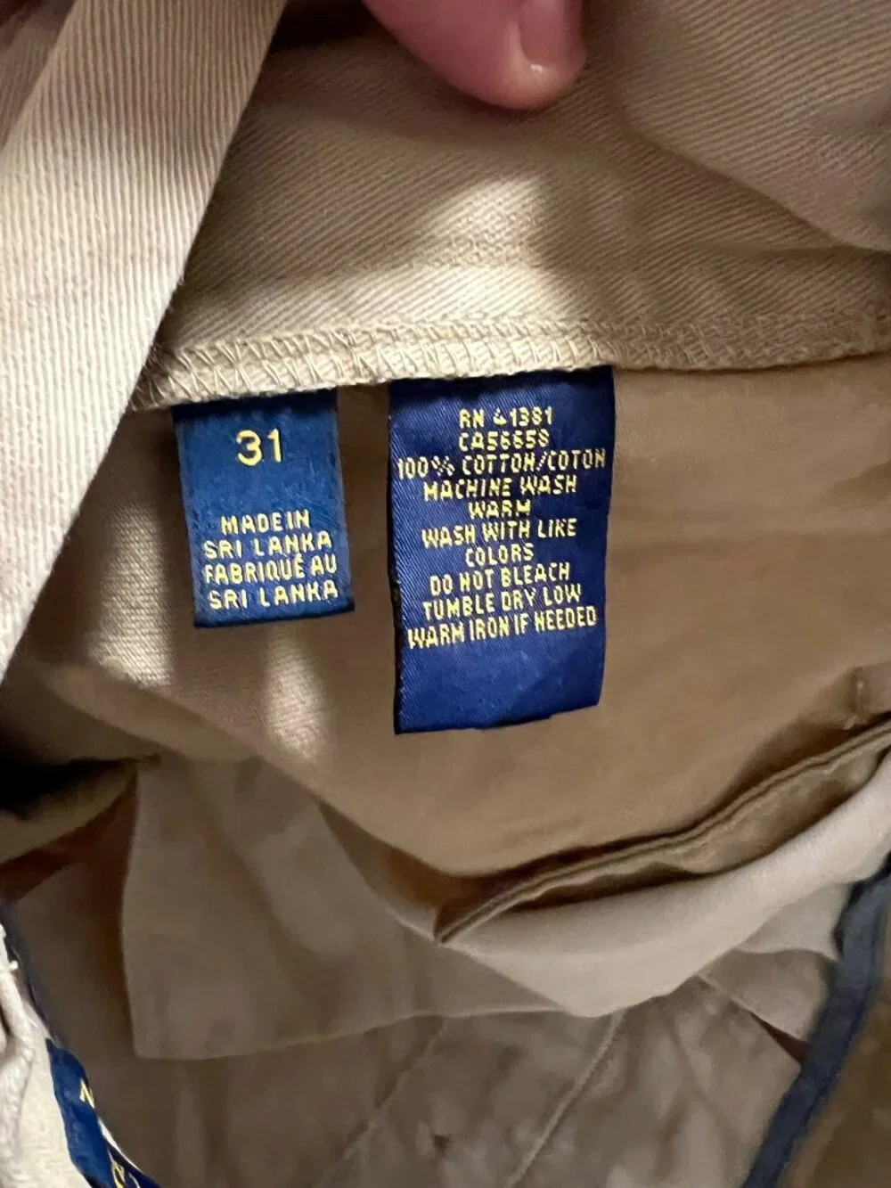 Polo Ralph Lauren Shorts Casual Preppy Chino Flat Front Beige Men's size 31