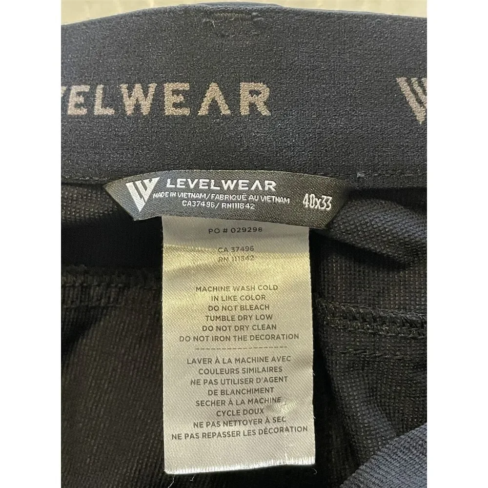 Levelwear 40 x 33 Black QUEST 5 Pocket Performance Tech‎ Golf Pants