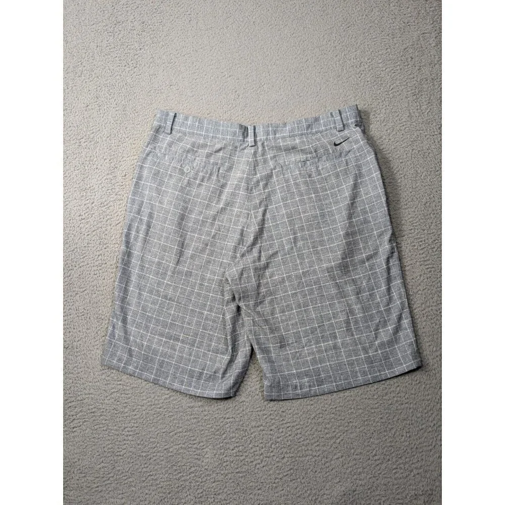 Nike Golf Tour Performance Shorts Mens 36 Gray Windowpane Pattern Check Grid