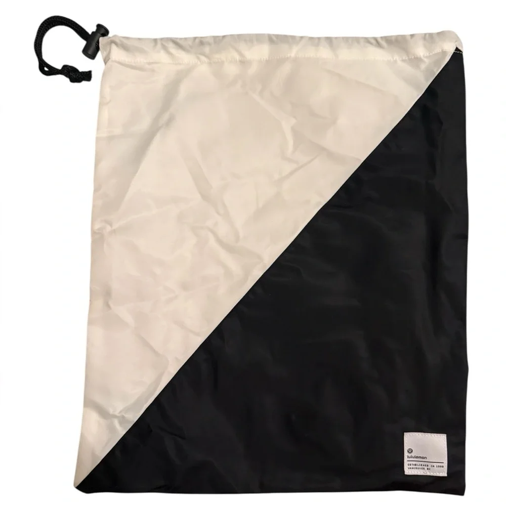 Lululemon Two-Tone Black and White Drawstring Dust Bag