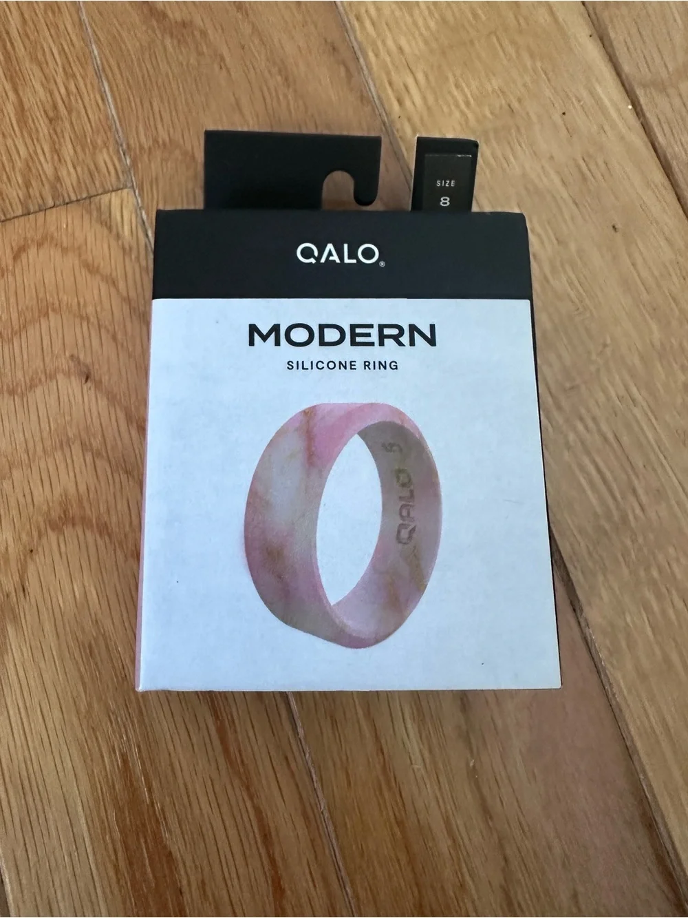 QALO Modern Silicone Ring - Pink Marble Size 8