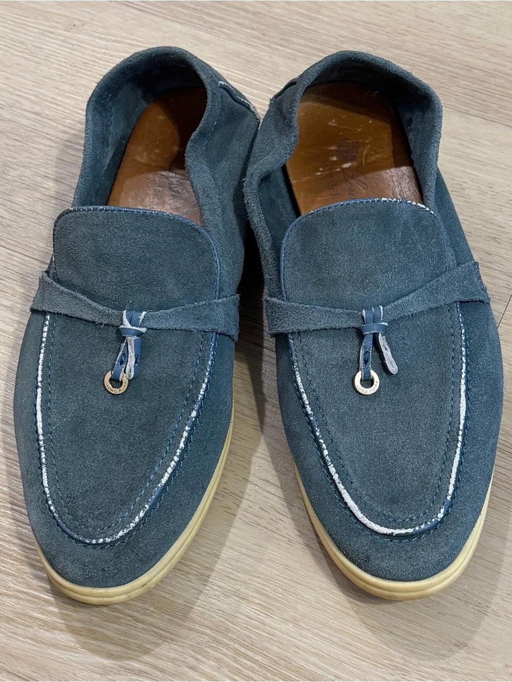 Loro Piana Teal Suede Tassel Loafers