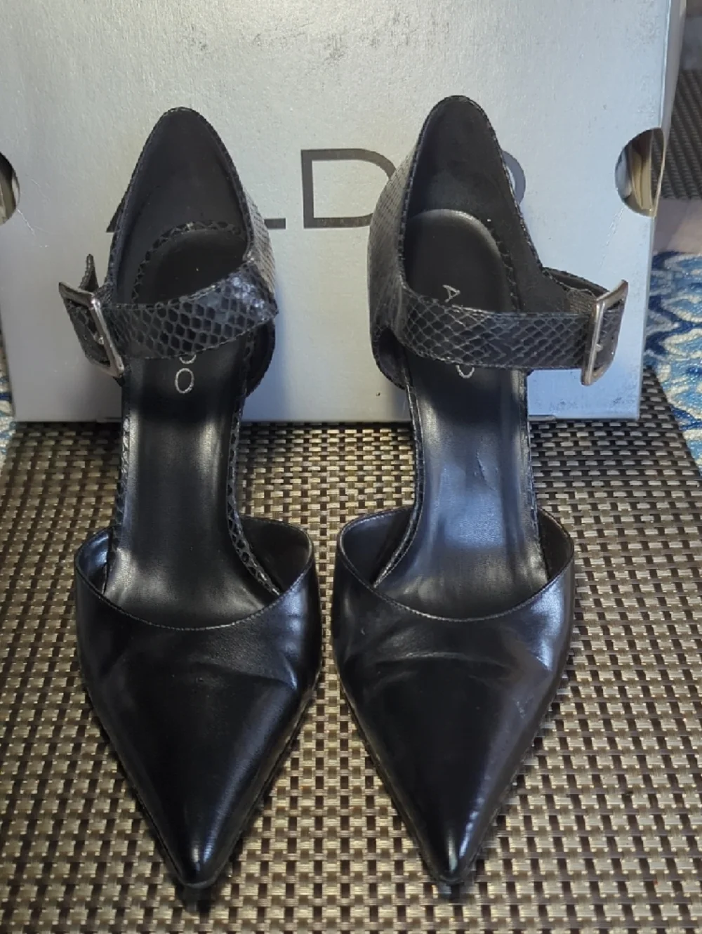 ALDO Orabella Black Pointed-Toe Mary Jane Stiletto Heels