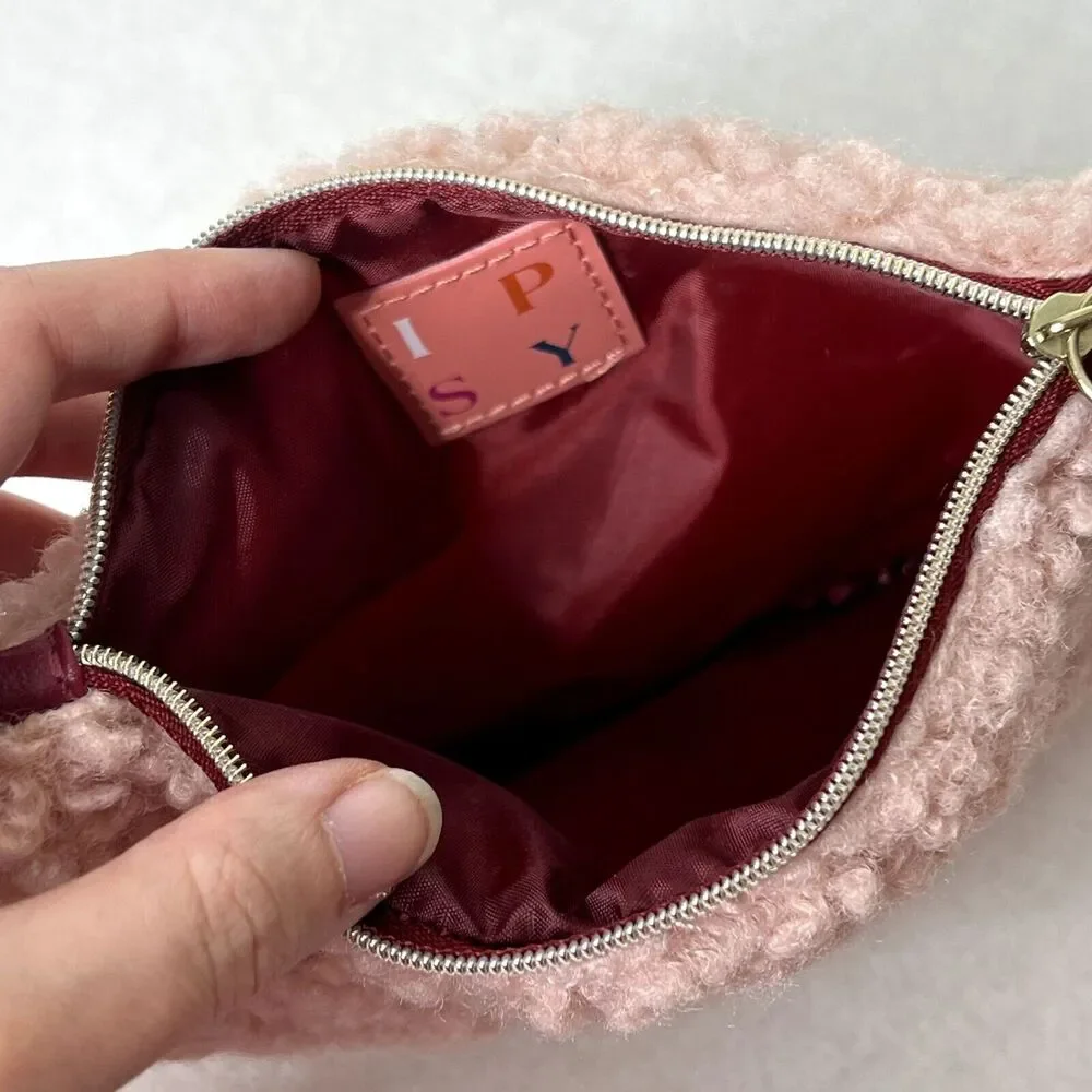 Pink Fuzzy Zip Makeup Bag
