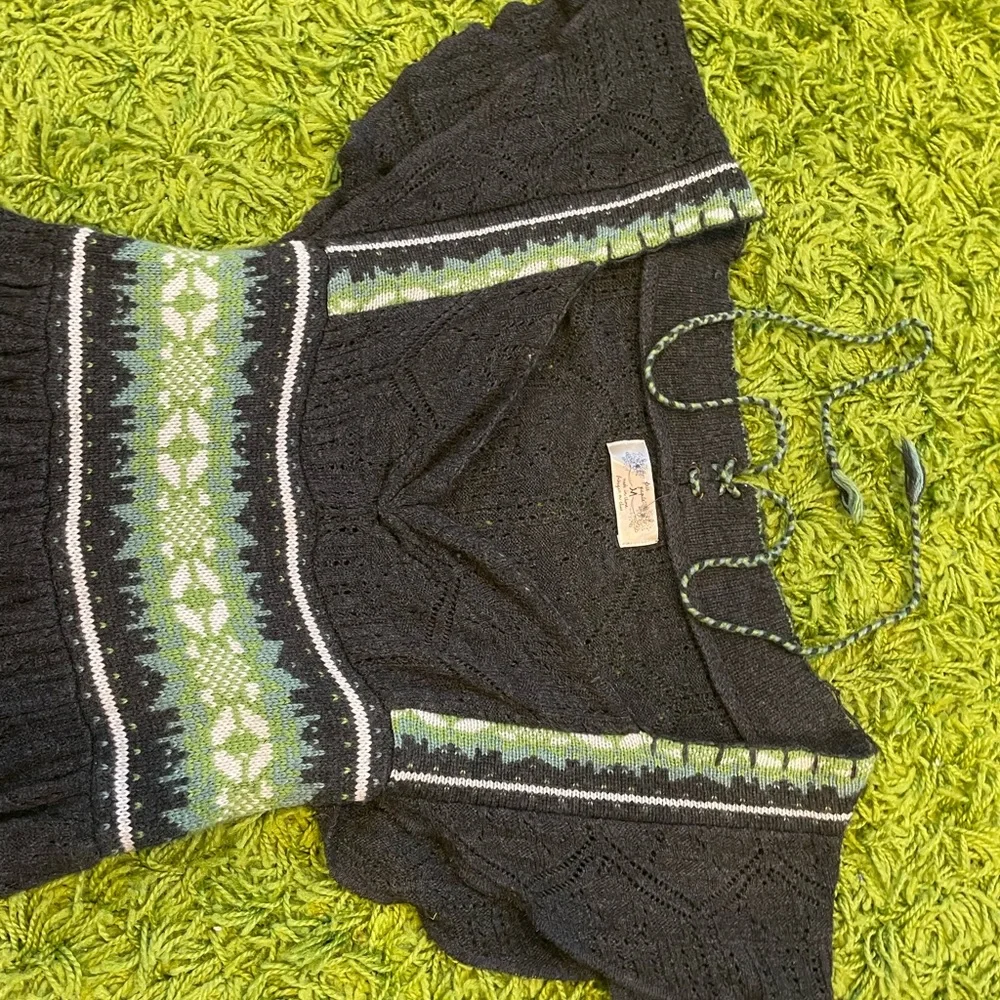 free people wool fair isle babydoll mini sweater dress