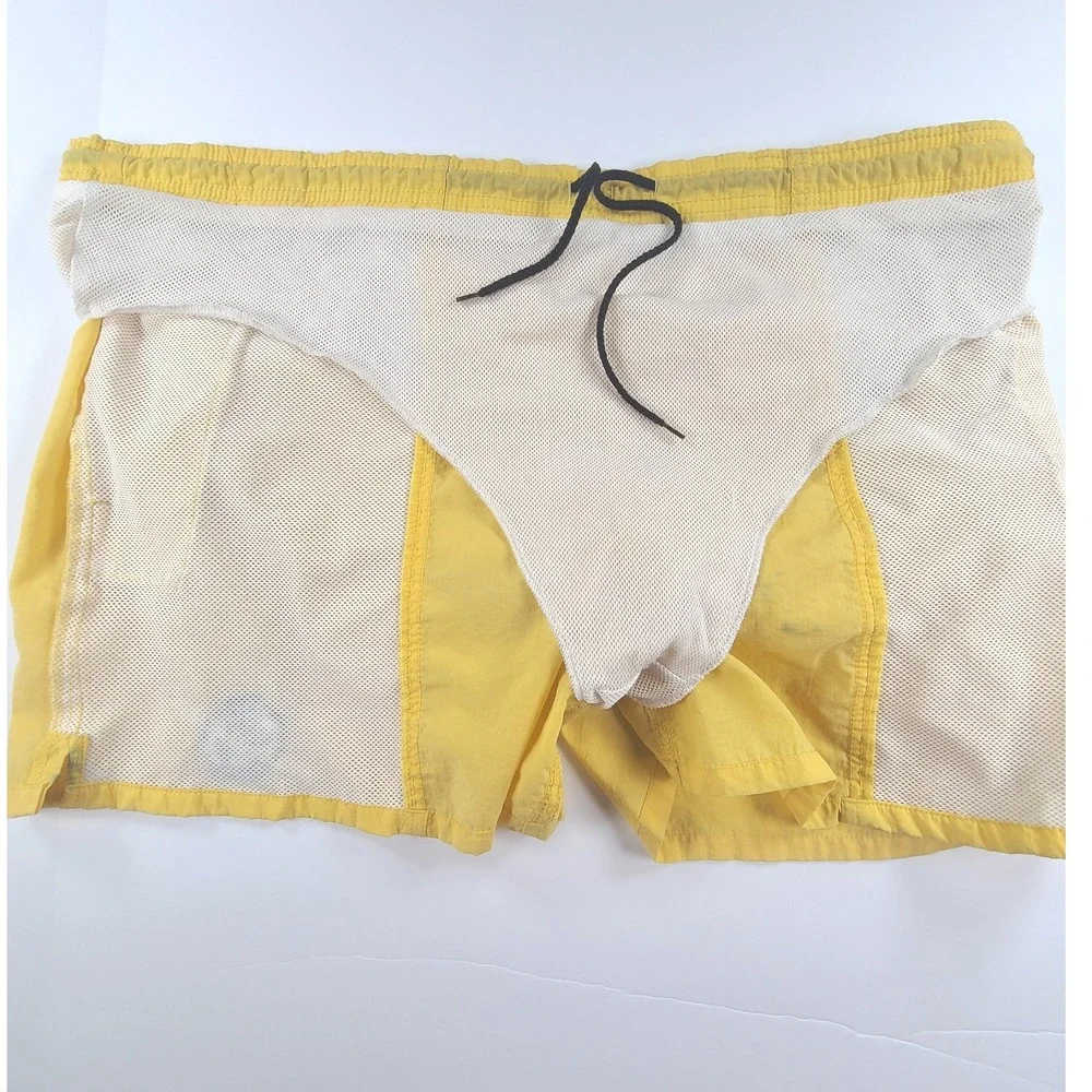 Body Glove Swim Trunks Shorts Mens 2XL Yellow Nylon Mesh Lined Embroidered Logo
