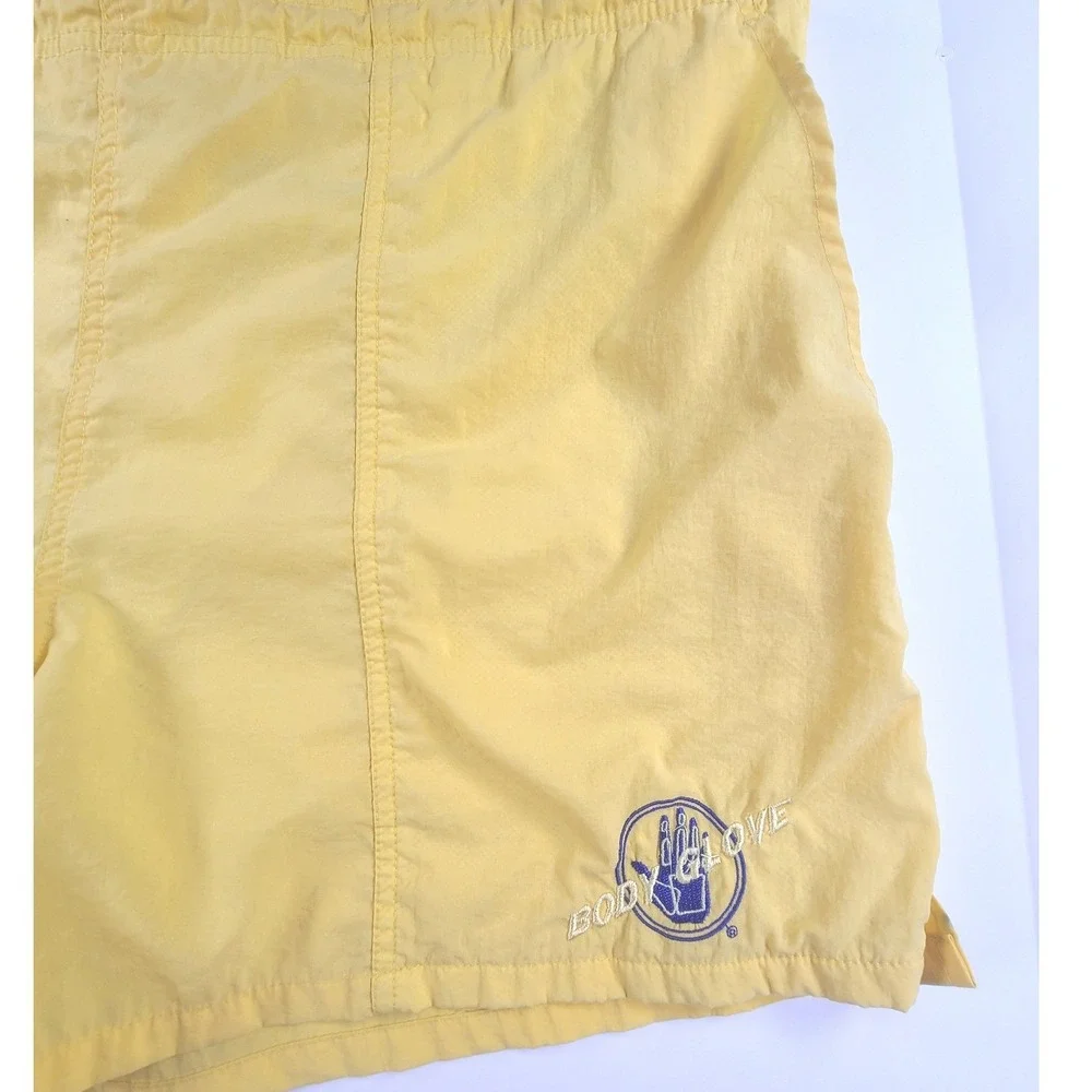 Body Glove Swim Trunks Shorts Mens 2XL Yellow Nylon Mesh Lined Embroidered Logo
