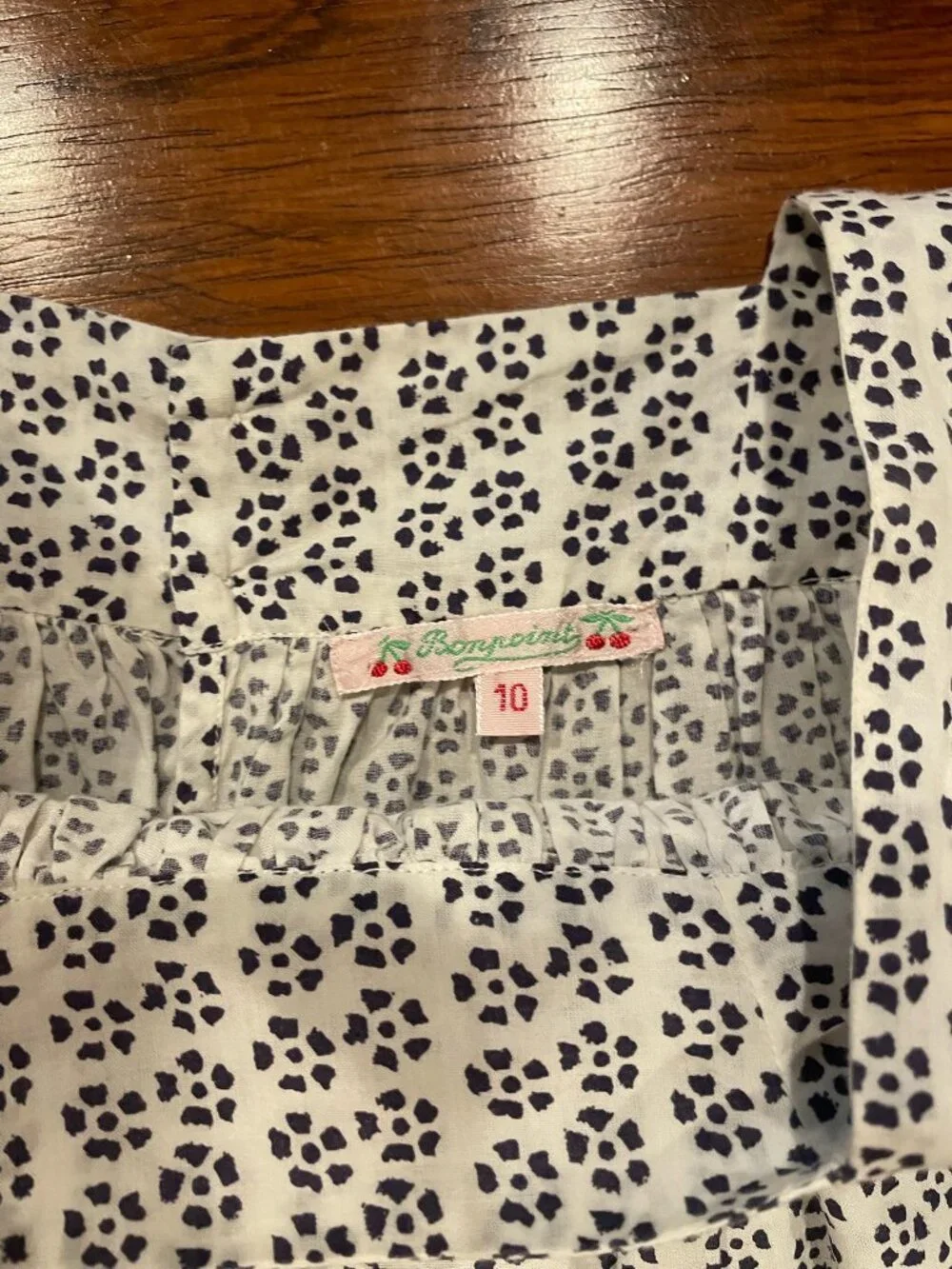 Bonpoint White & Blue Dress Girls 10