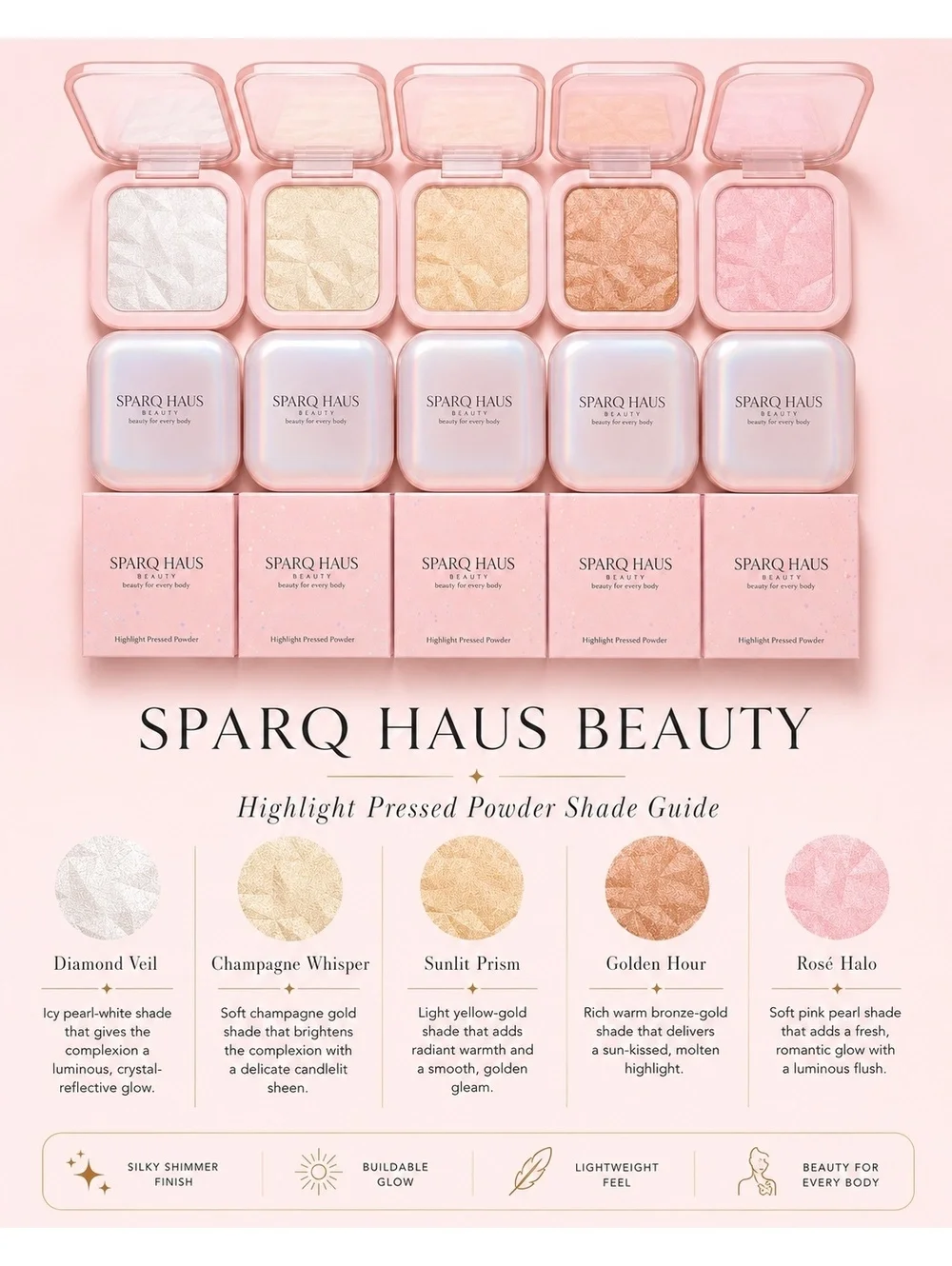 Sparq Haus Beauty Highlight Pressed Powder - Sunlit Prism Shade