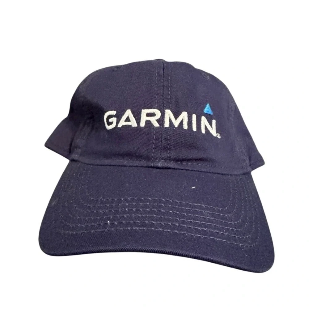 Garmin Navy Blue Baseball Cap Hat Adjustable Cotton Twill Logo Embroidered Mens