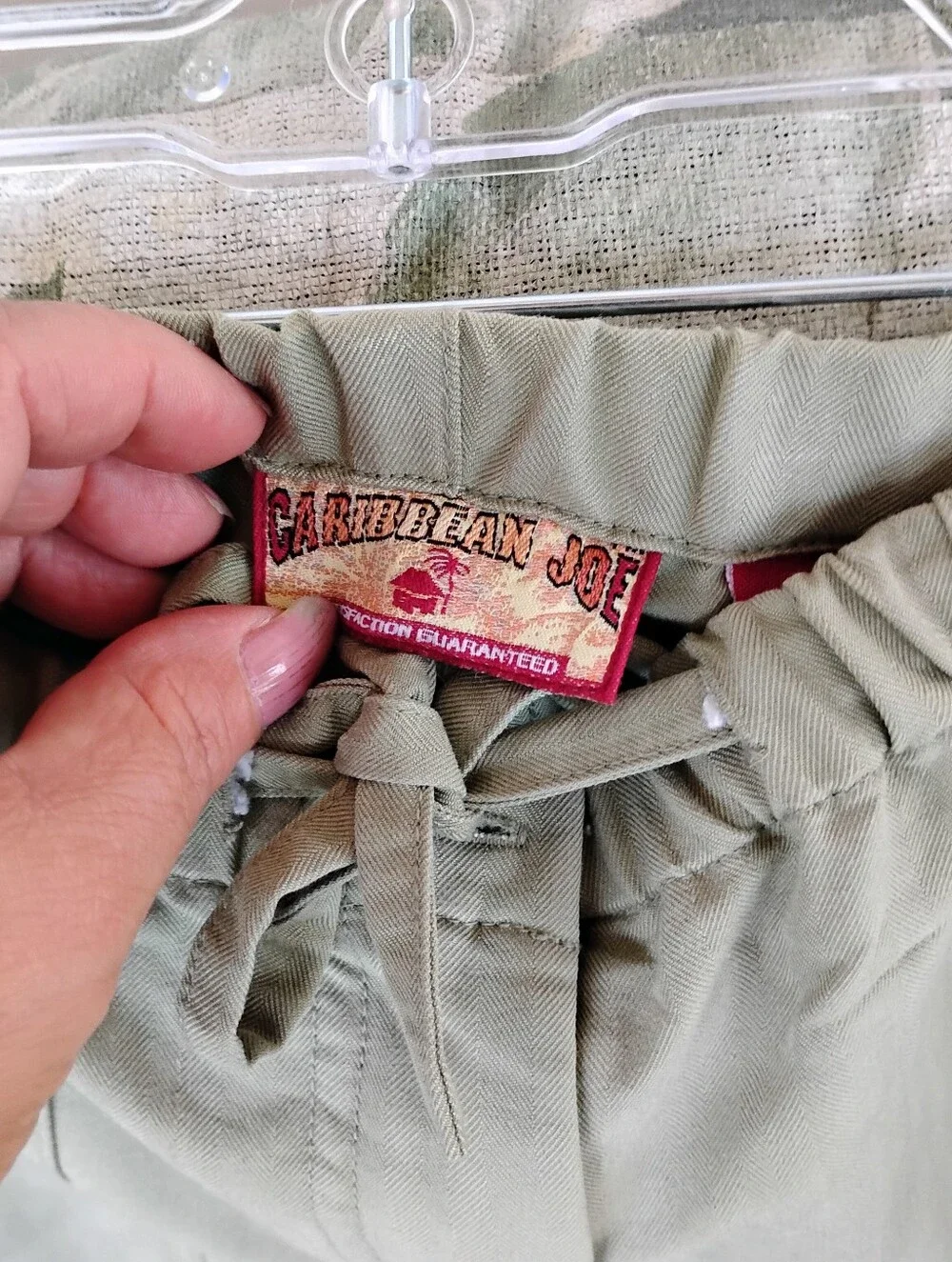 Men's Olive Green Straight-Leg Drawstring Pants