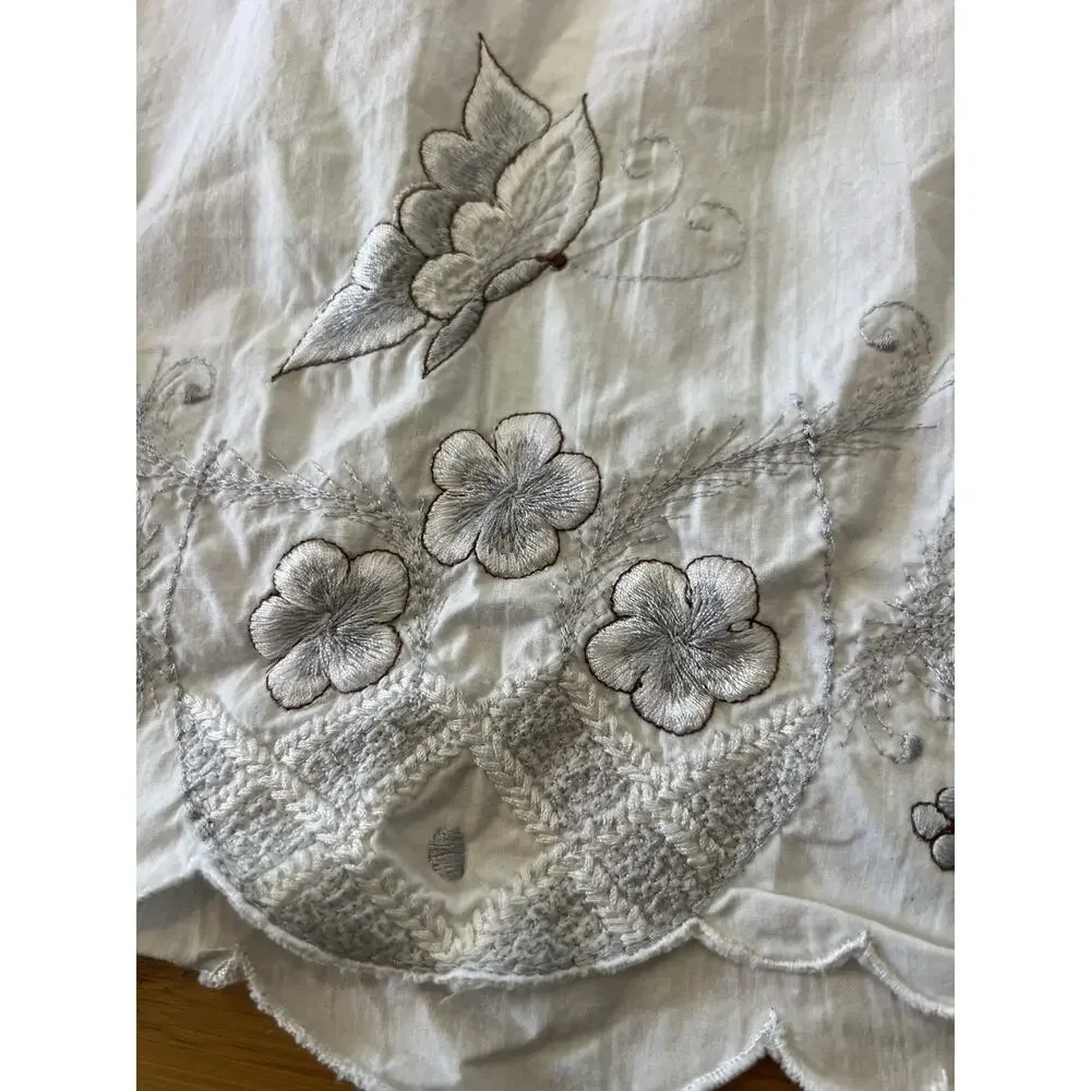 3PC Vintage JC Penney Full Sheet Set Floral Embroidered Butterfly Flower Cottage