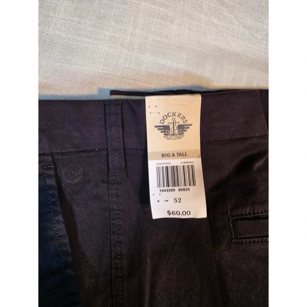 Dockers Mens Ultimate Short Big & Tall Navy Black Supreme Flex Chino Shorts 52