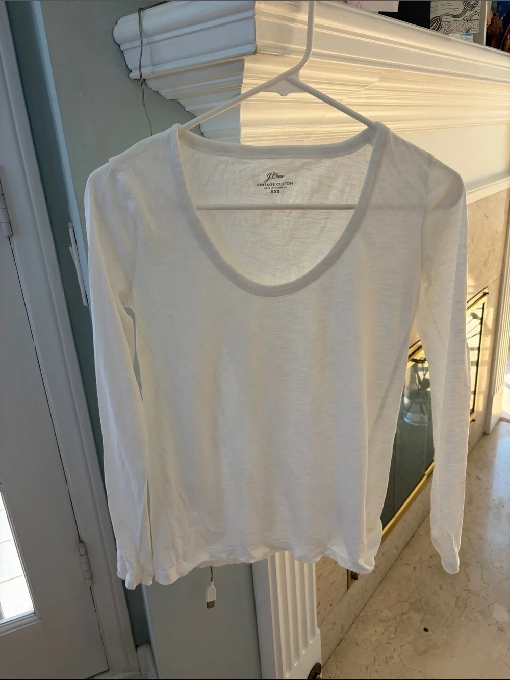 J. Crew White Long-Sleeve Scoop Neck Tee