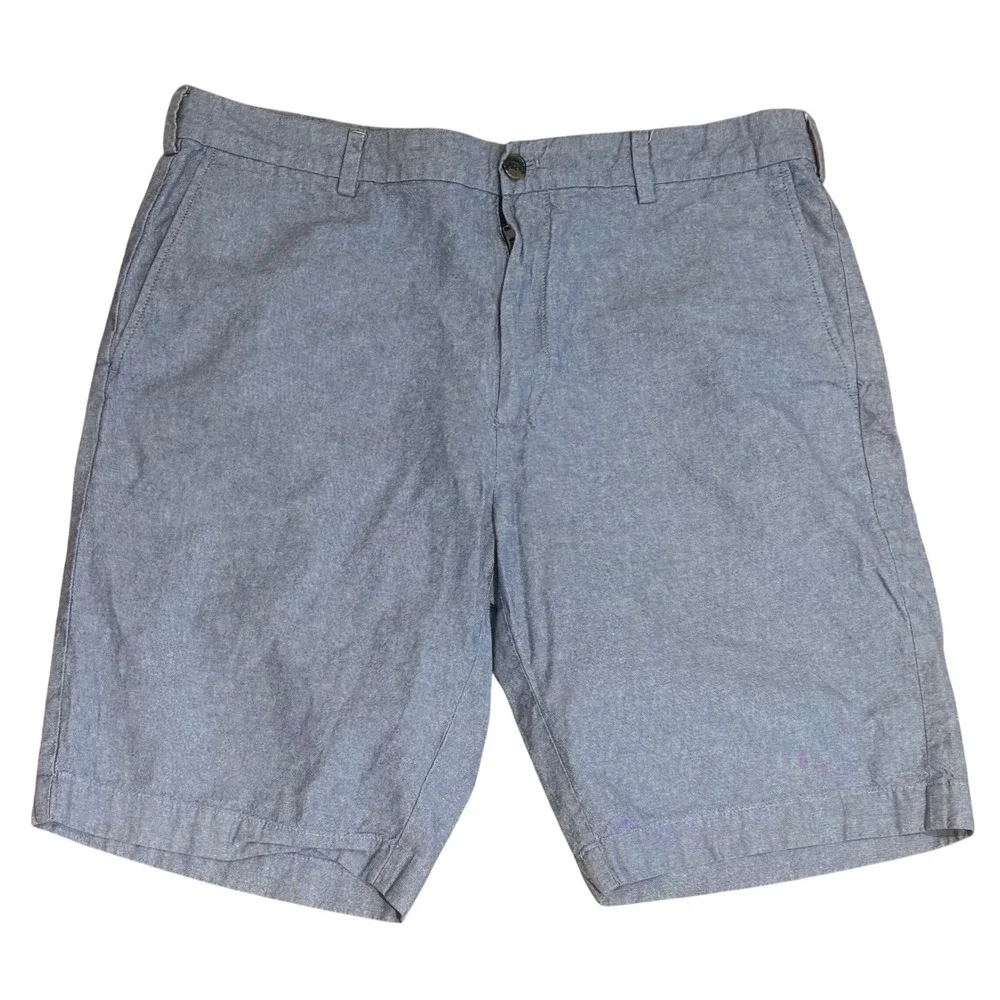 Brooks Brothers Chino Shorts Blue Chambray Cotton Mens W38