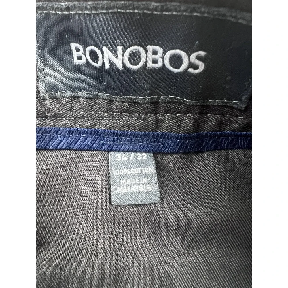 Bonobos Friday Pants Men 34x32 Gray Straight Leg Cotton Chino Casual Work Smooth