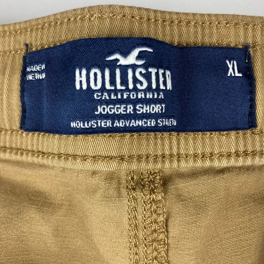 Hollister Advanced Stretch Jogger Shorts Mens XL Tan Drawstring 10