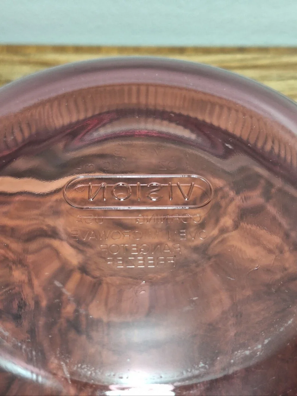 Vtg Vision Ware Cranberry 24oz Casserole Dish V-30-B With Plastic Corning Lid
