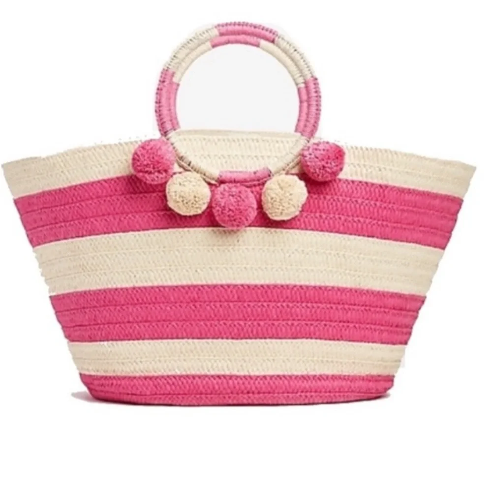 SHIRALEAH Vegan Bright Pink Capri Tote Beach bag NWT