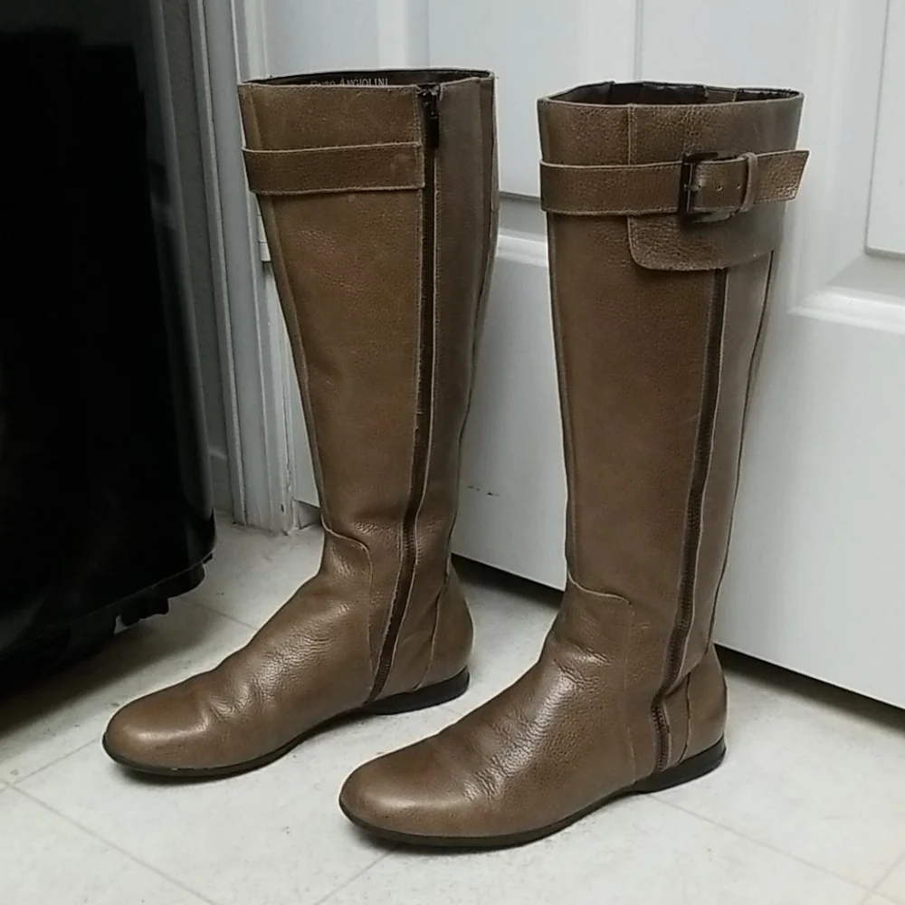 ENZO ANGIOLINI Tall Boots Olive-Gray leather zayra
