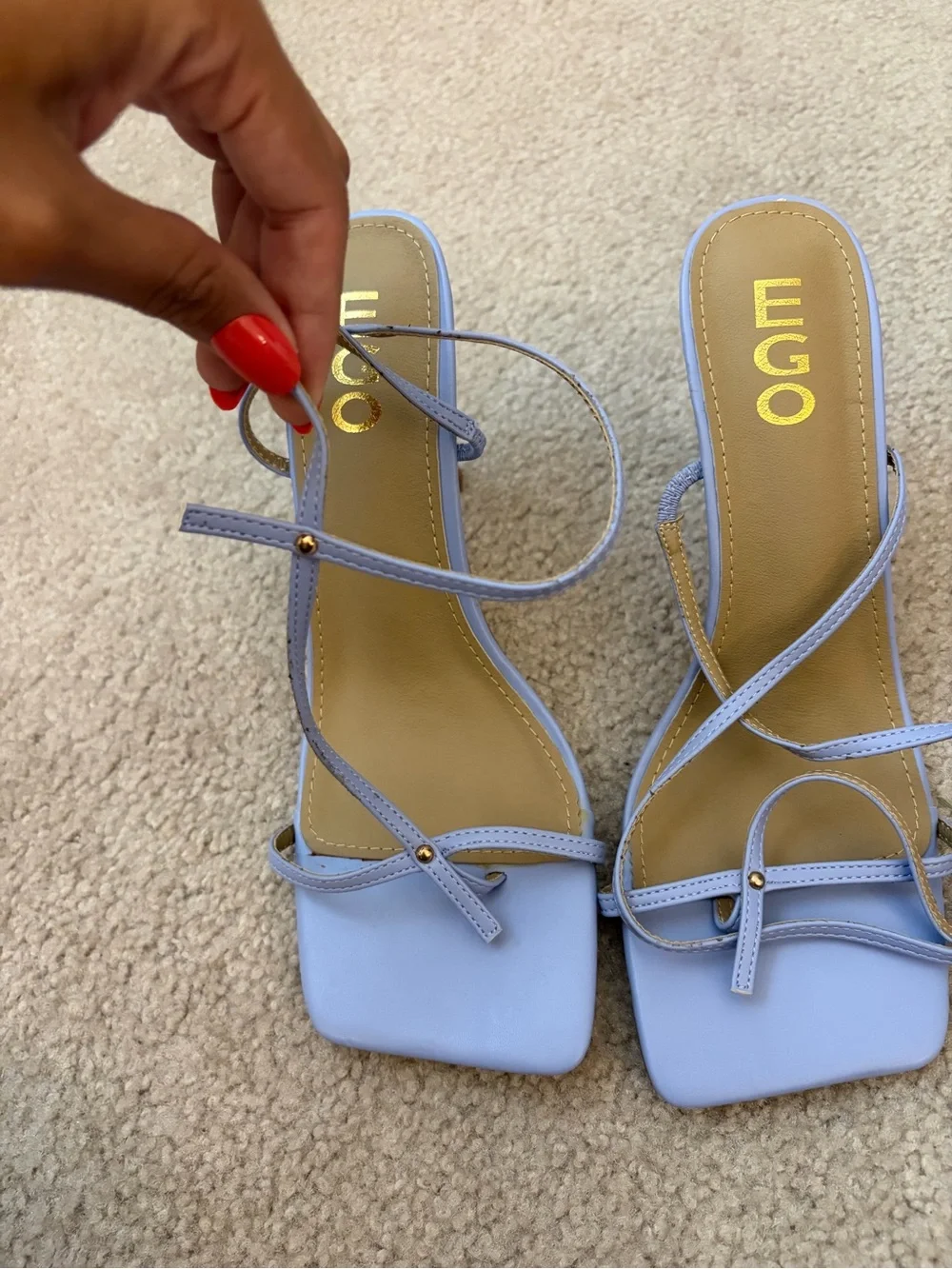 EGO Pastel Lilac Strappy Square-Toe Heels