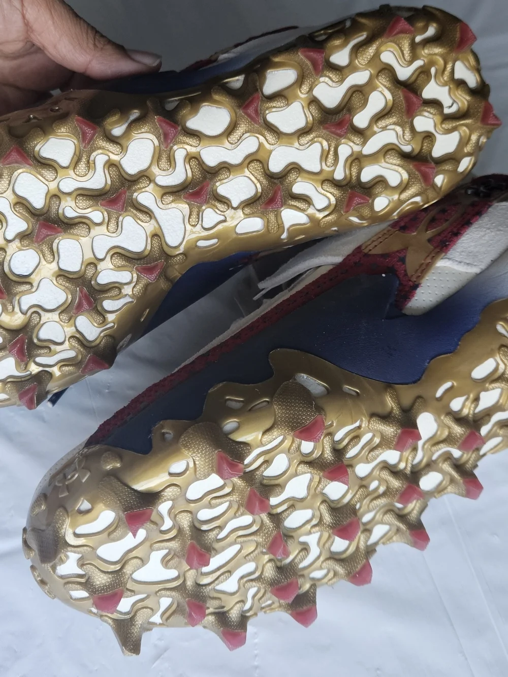 Under Armour Yard Turf USA Baseball Cleats White Red Blue Gold Men's Size 7 New