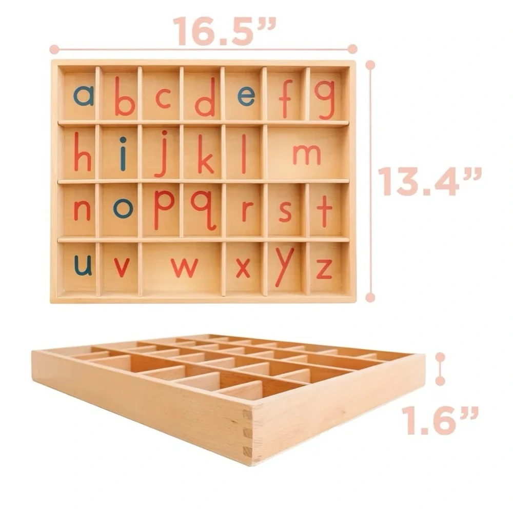 Montessori Moveable Alphabet Lowercase Letter Set in Red and Blue - Wooden