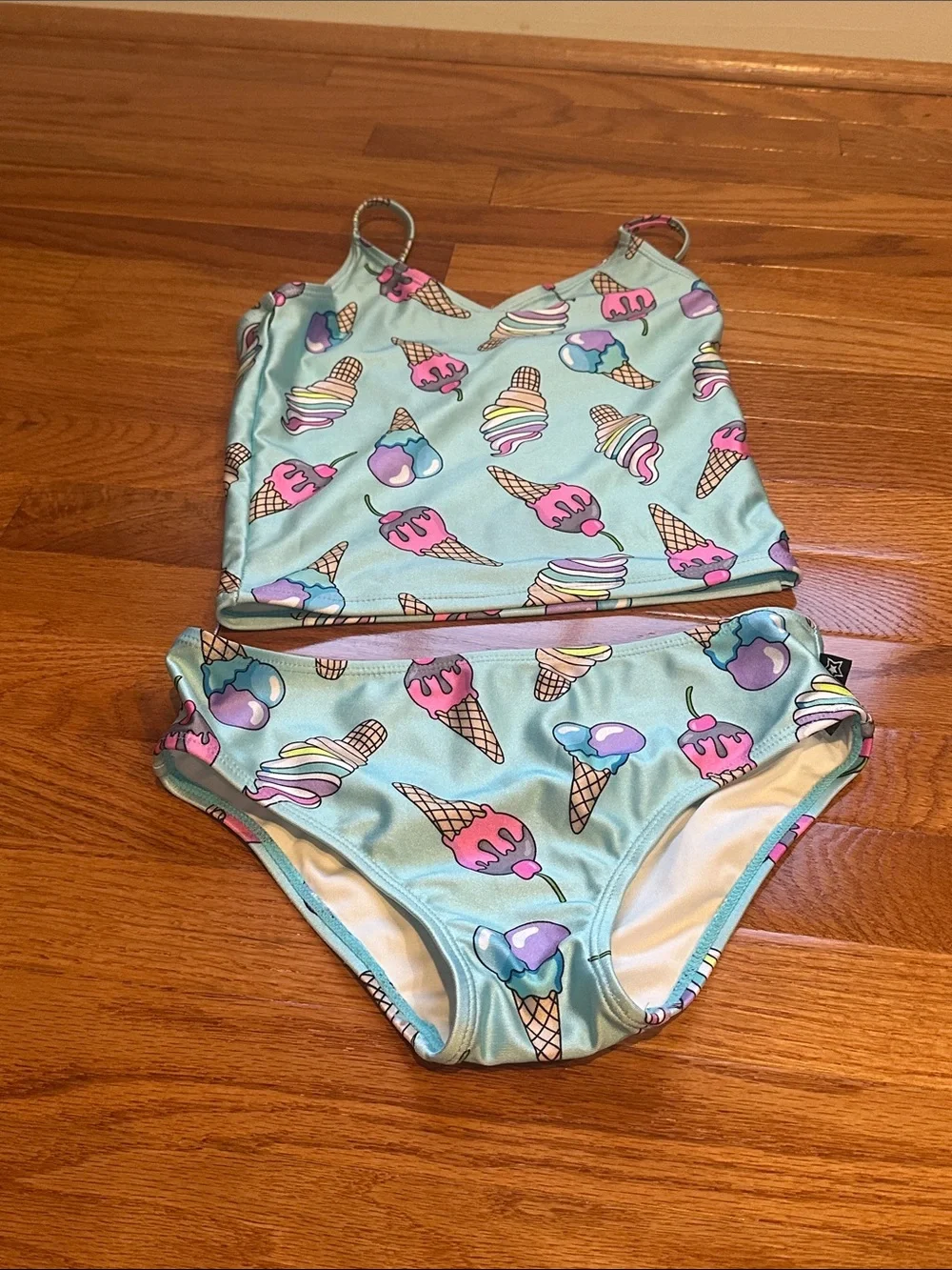 NWOT Girls Ice Cream Print Two-Piece Swim Set - Light Blue