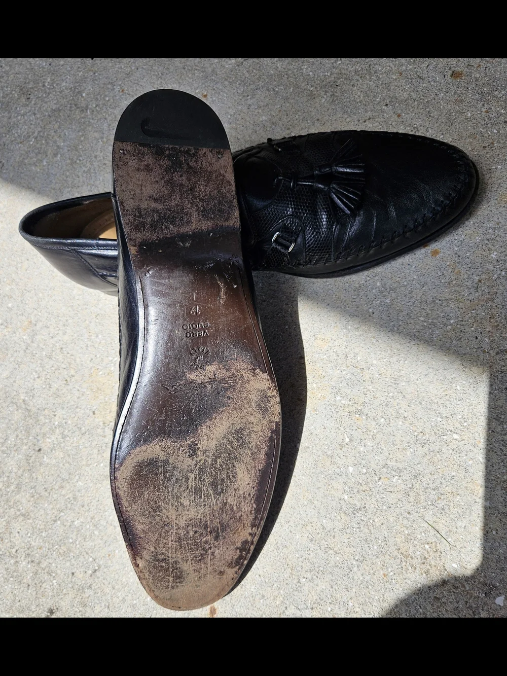 Santoni black leather
