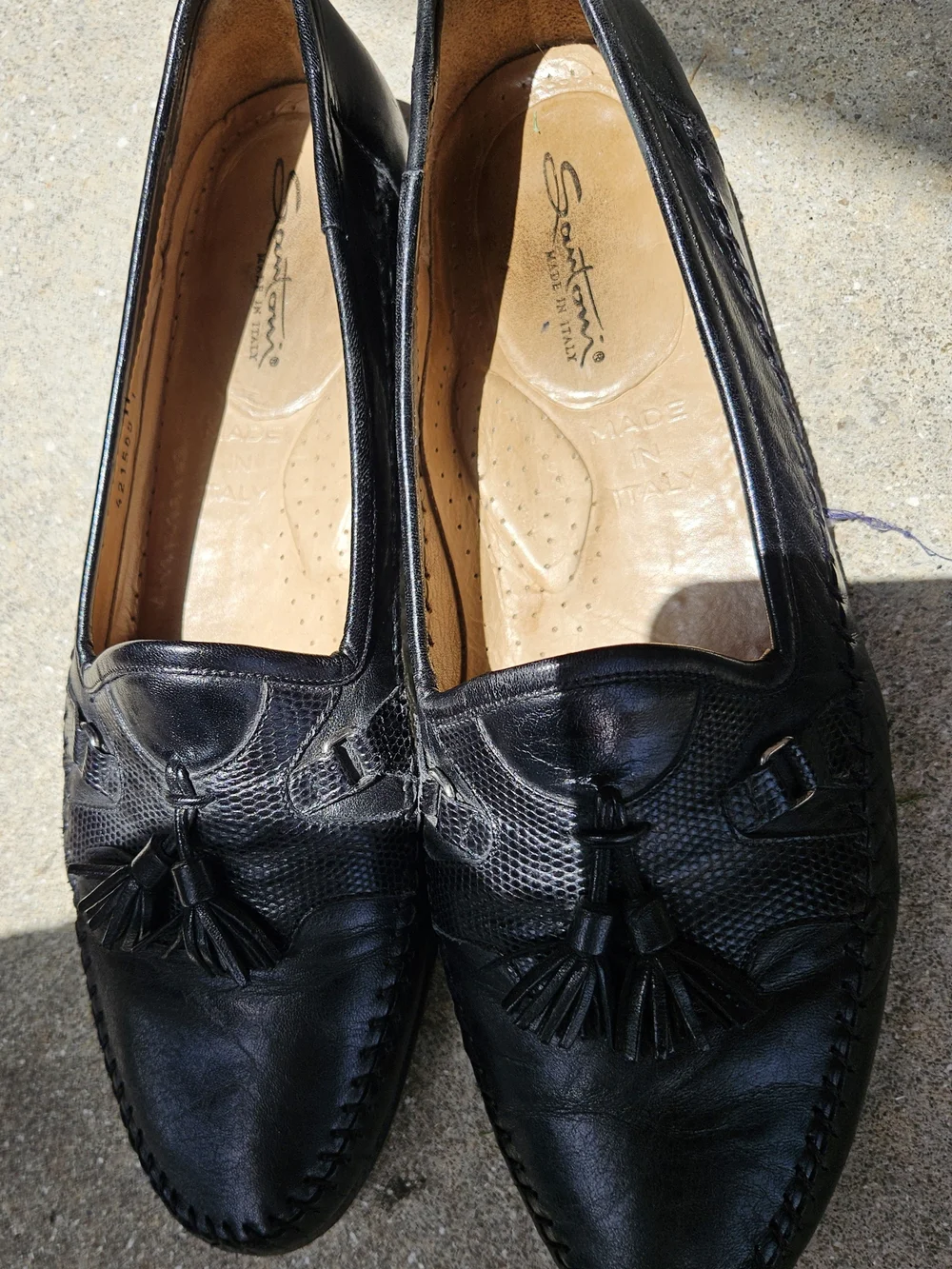 Santoni black leather
