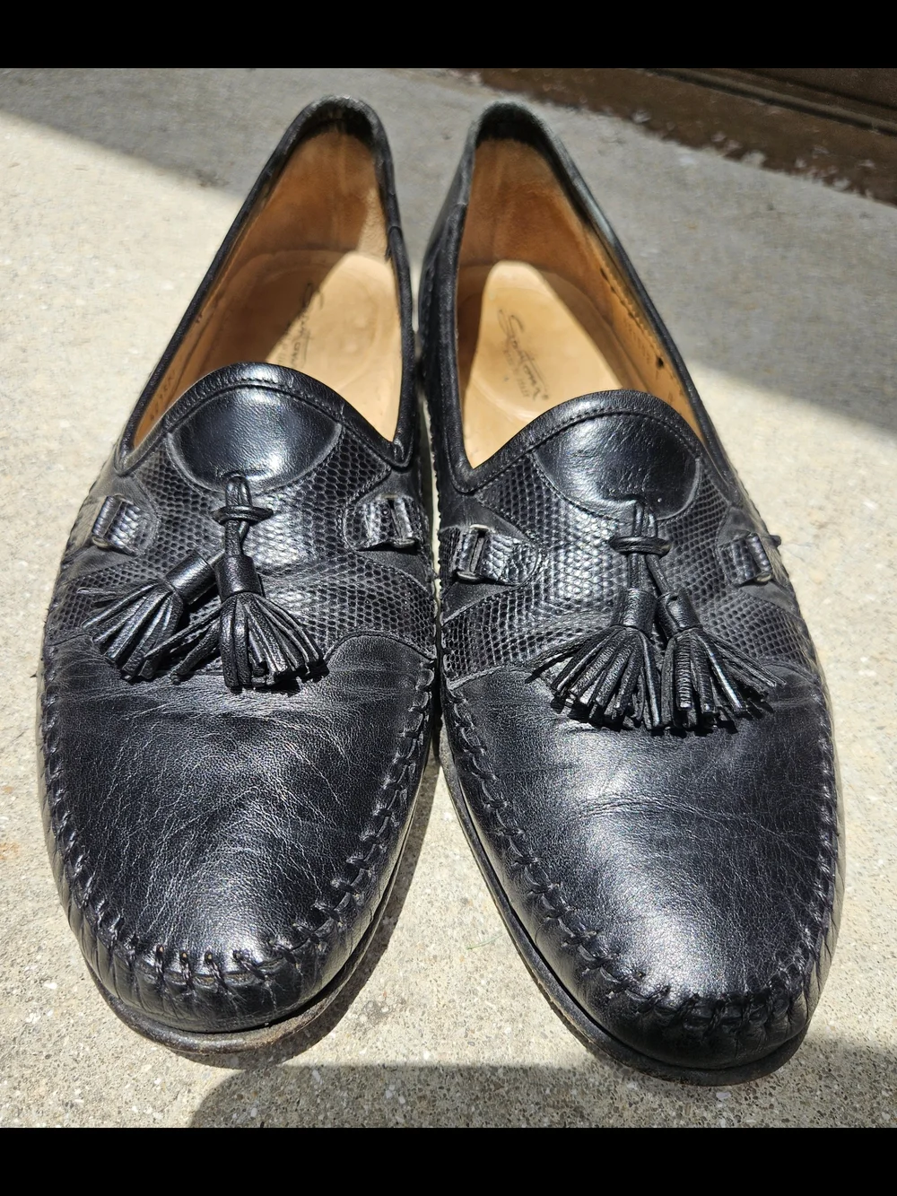 Santoni black leather