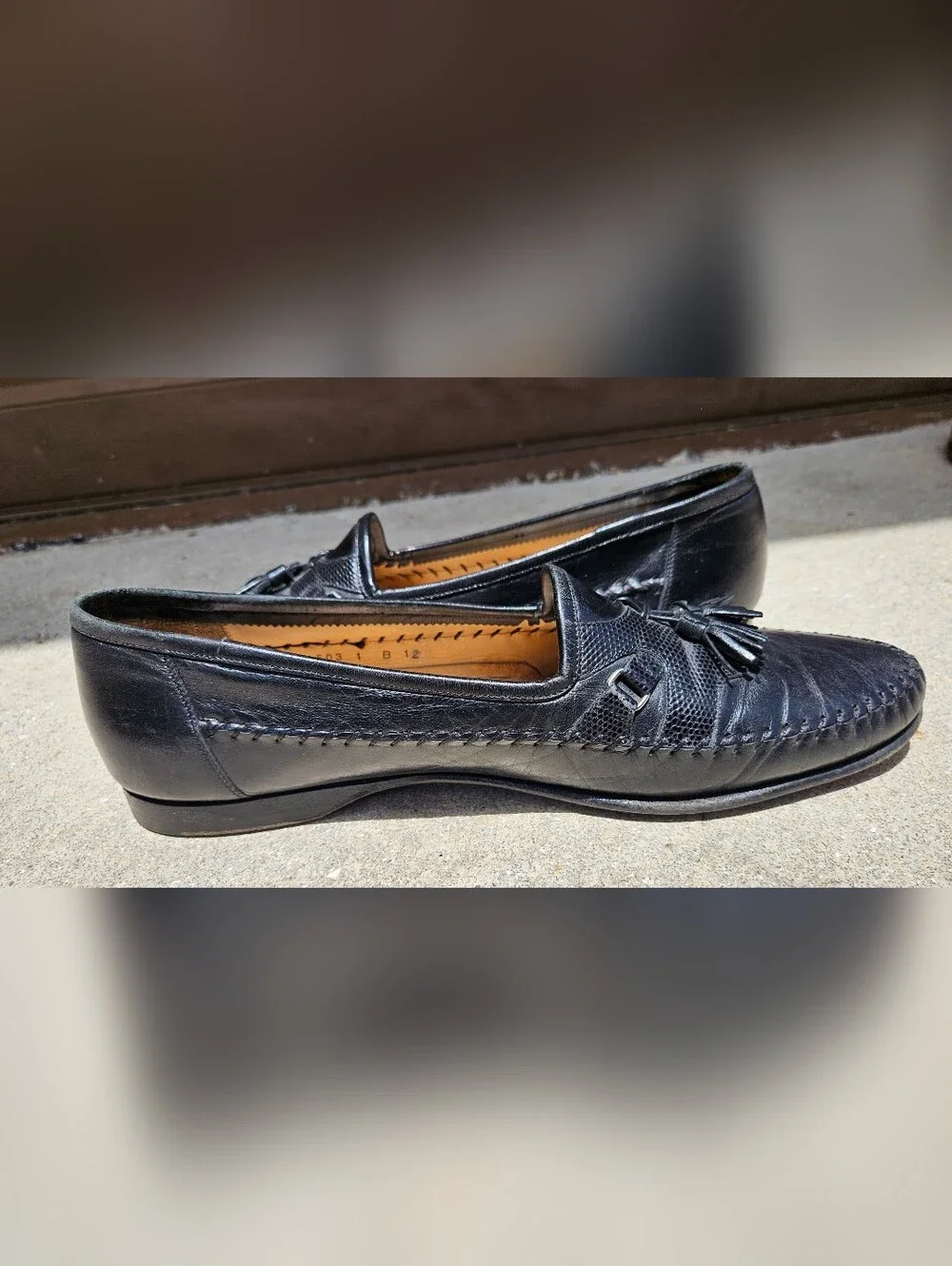 Santoni black leather