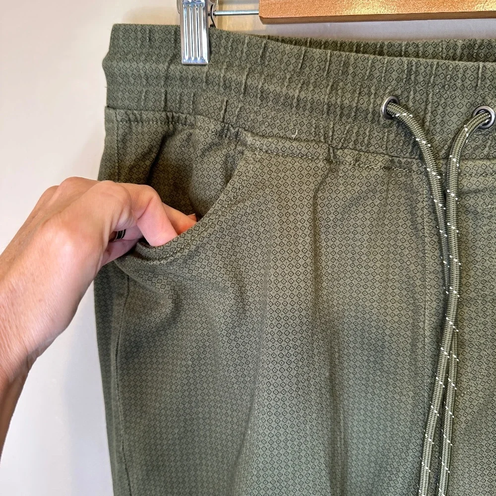 Raw Yarn | Geo Drawstring Elastic Waistband Pockets Ankle Snaps Pull On Pants