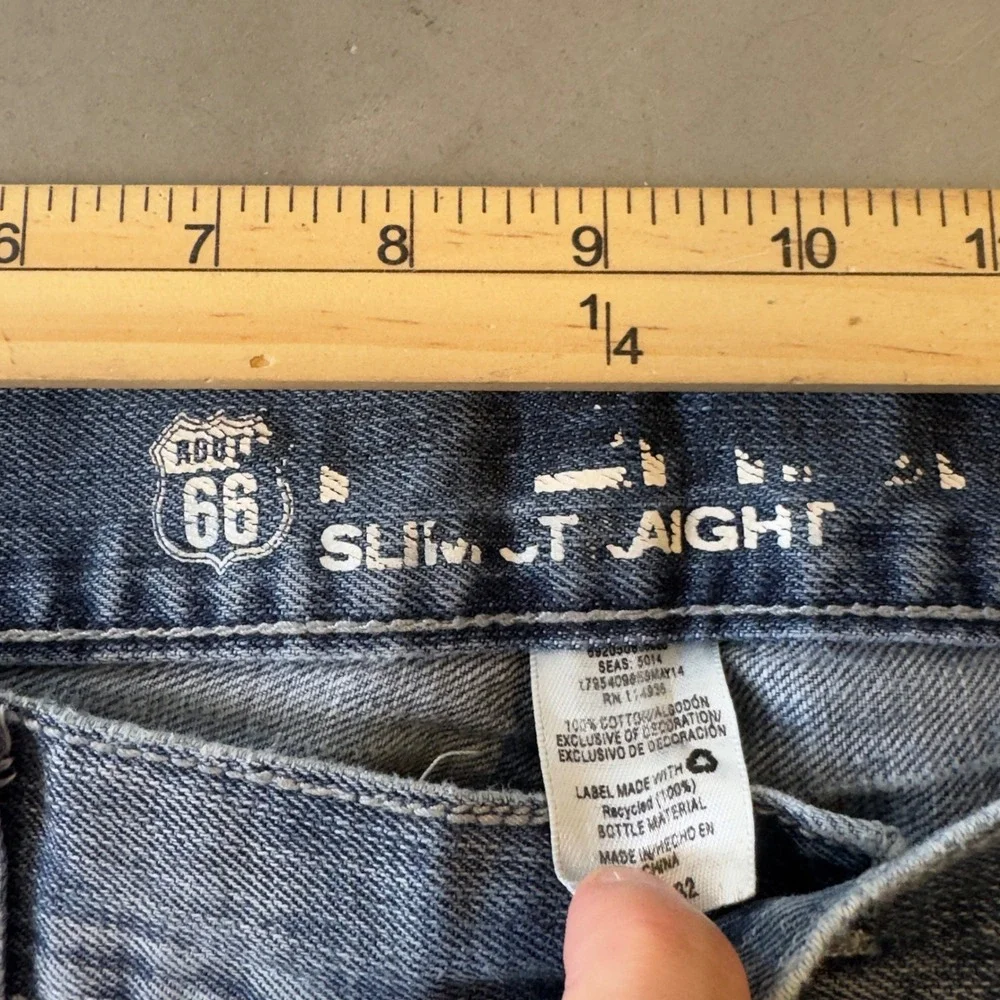 Route 66 Slim Straight Jeans Mens 36x32 Blue Denim Casual Classic