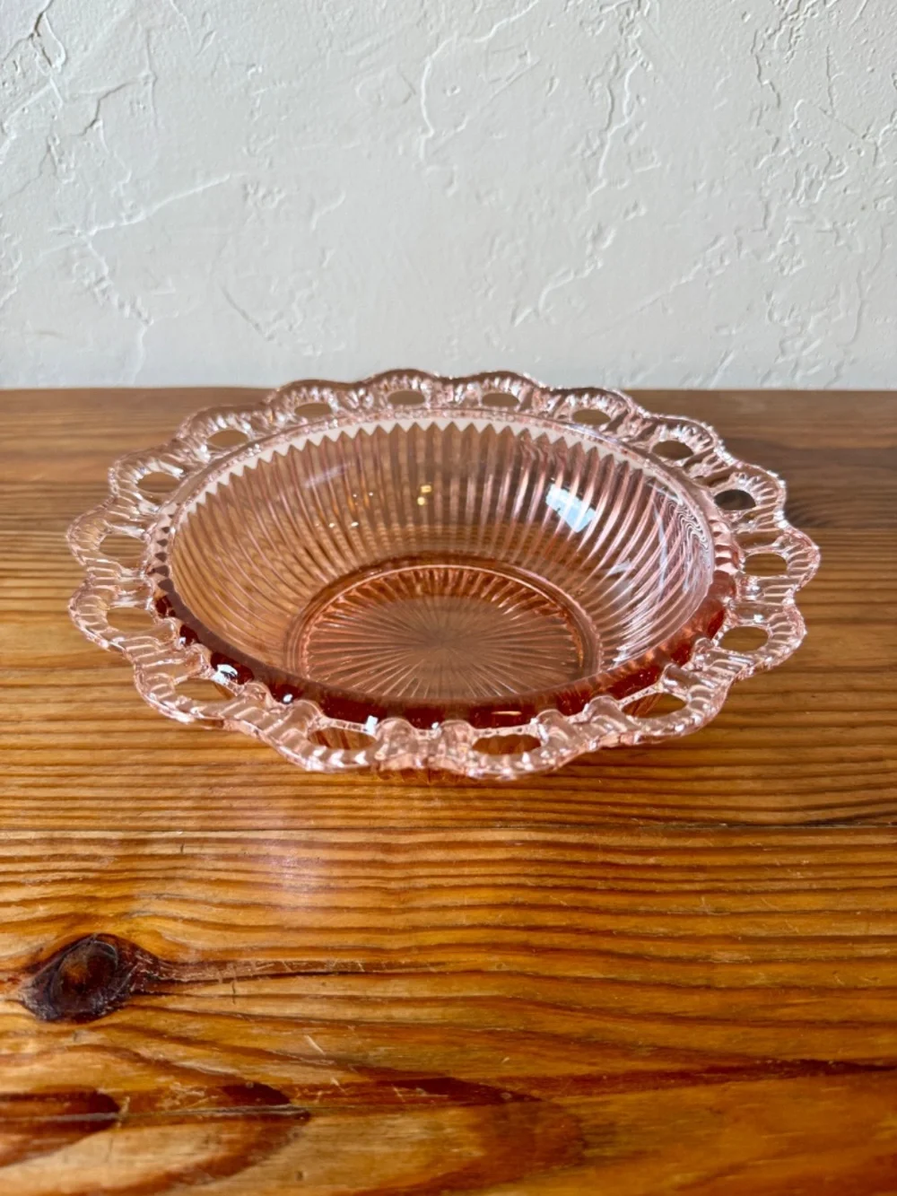 Anchor Hocking Old Colony Pink Depression Glass Lace Edge Bowl 8