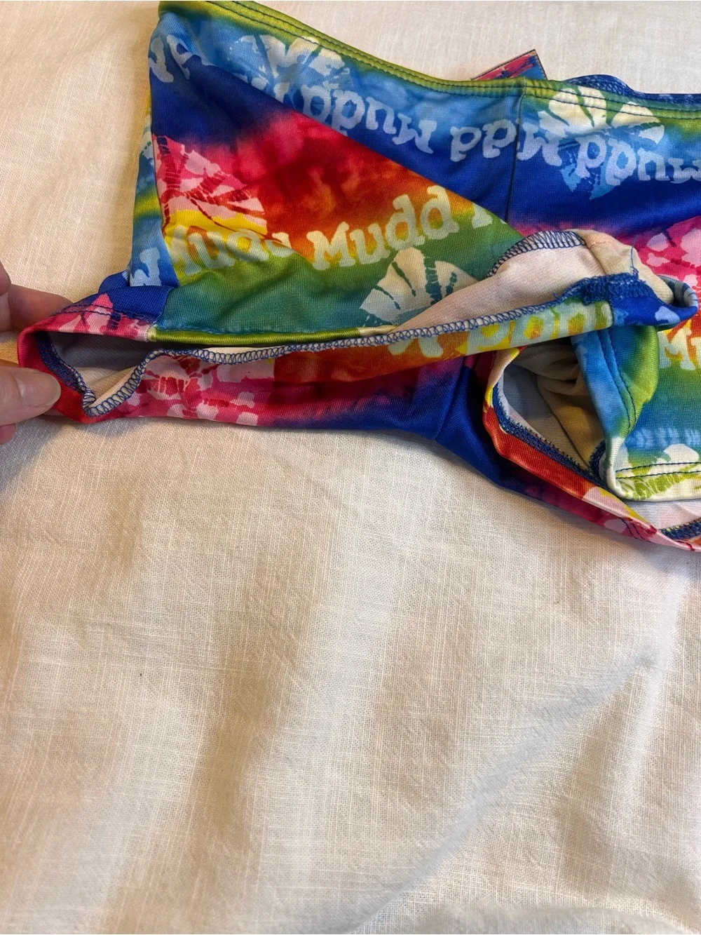 Mudd Girls' Rainbow Tie-Dye Bikini Set - Red, Blue, Green, Yellow, Pink Y2K