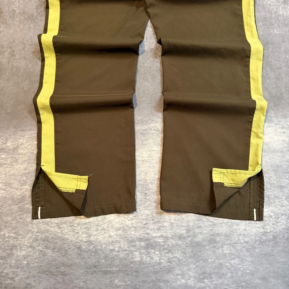 Y2K Nike Womens Baggy Track Pants Olive Green Lime Green Stripe Athletic Medium
