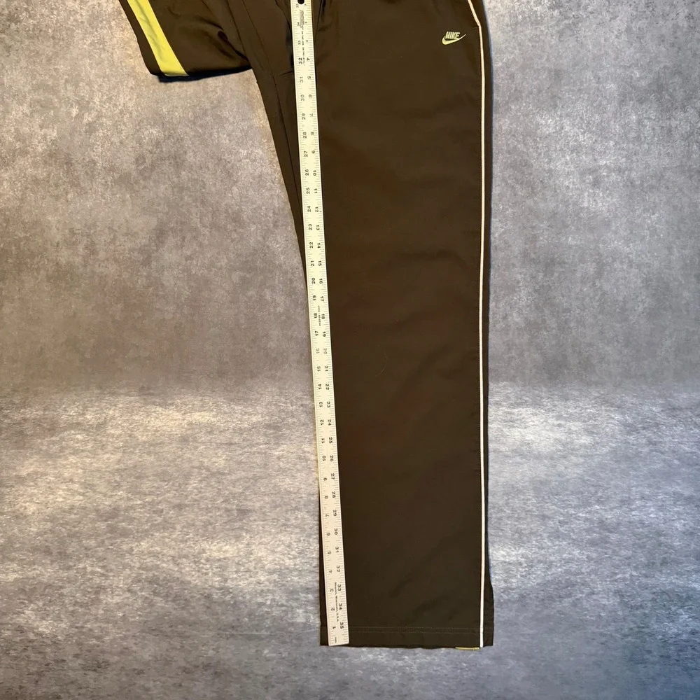 Y2K Nike Womens Baggy Track Pants Olive Green Lime Green Stripe Athletic Medium