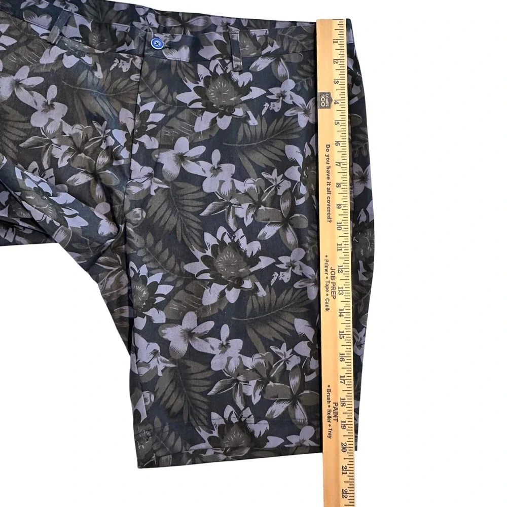Paisley & Gray Mens 36 Slim Fit Chino Shorts Floral Purple Charcoal Stretch