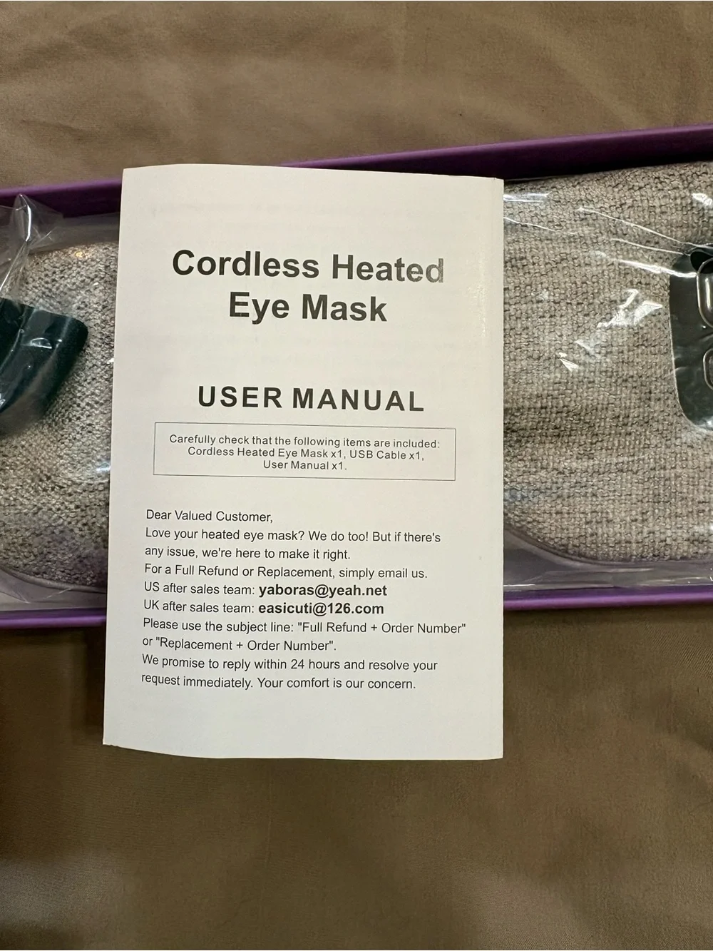 Cordless Heated Eye Mask