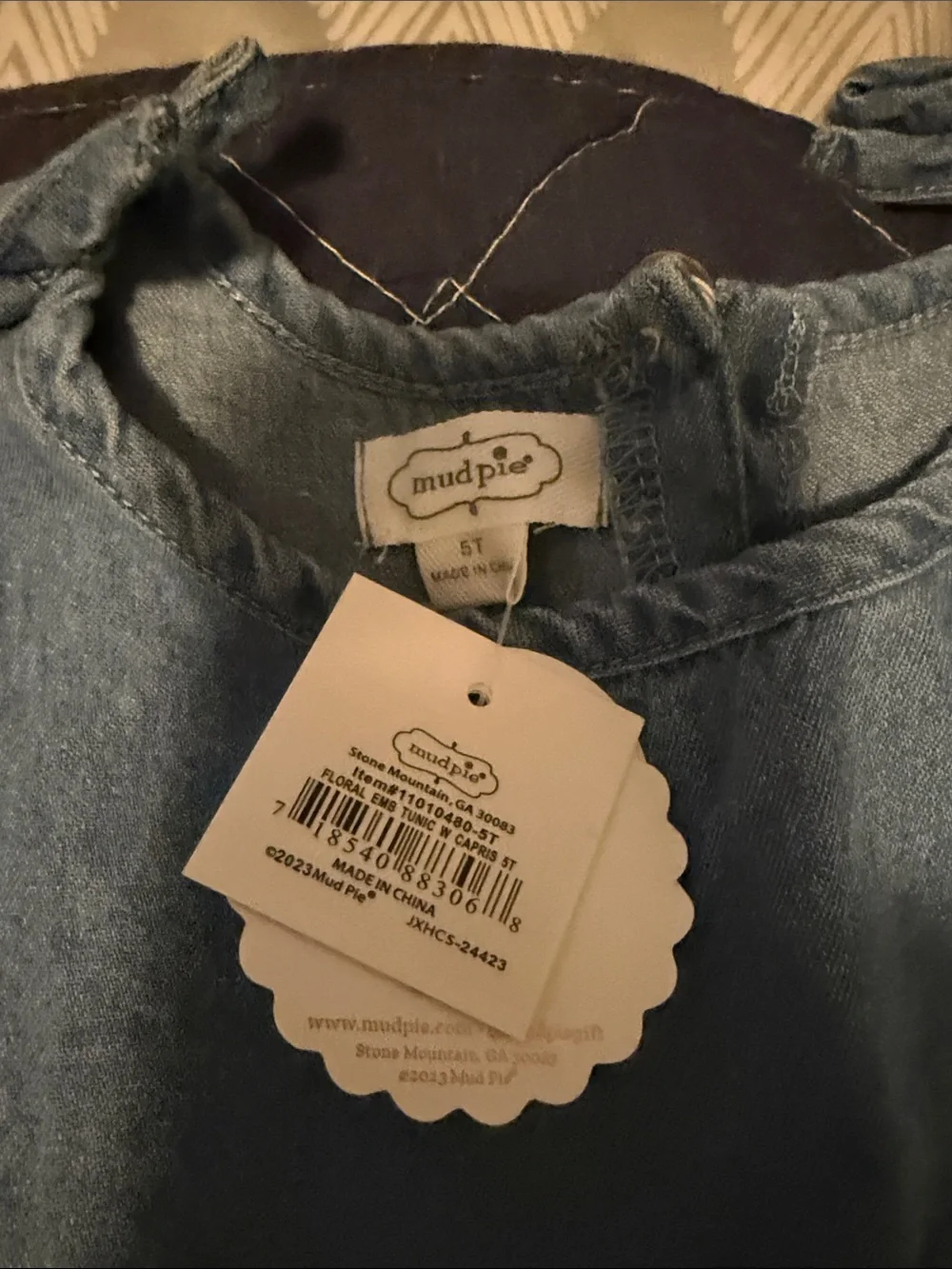 Mud Pie Toddler Denim-Look Dress in Light Blue