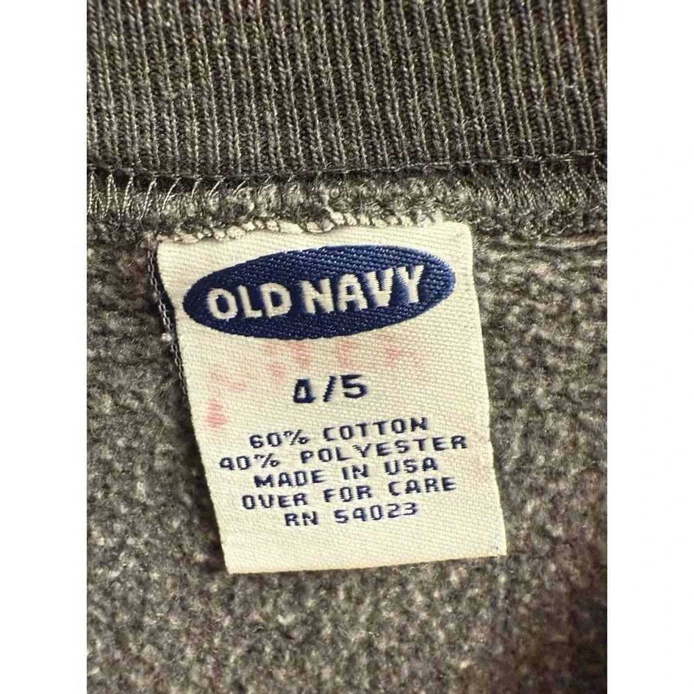 Vintage 90s USA Old Navy Trademark Script Logo Crewneck Sweatshirt Gray Kids 4/5